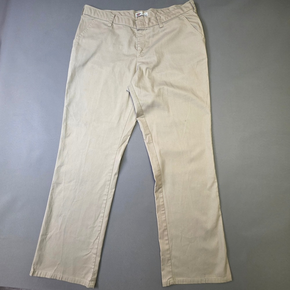 Dickies Women Khaki Tan Work Pants Straight Leg Twill Trousers FP221DS 14R